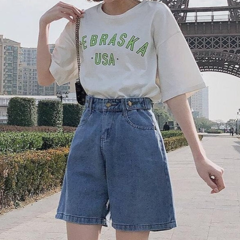 Damskie szorty Mom jeans z wysokim stanem