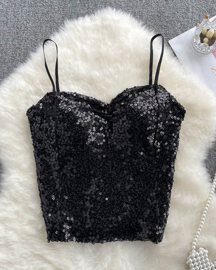 Damski top na ramiączkach z cekinami