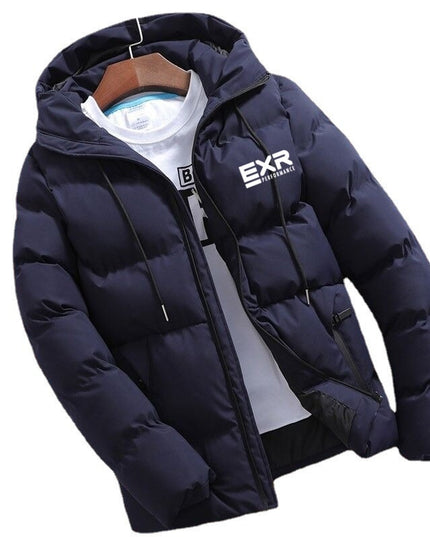 Męska kurtka zimowa klasyczna pikowana z kapturem