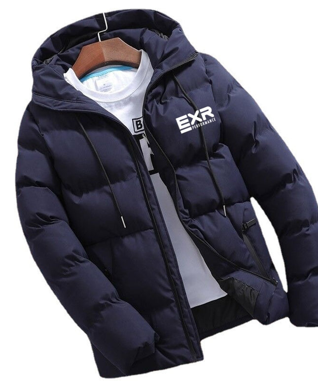 Męska kurtka zimowa klasyczna pikowana z kapturem