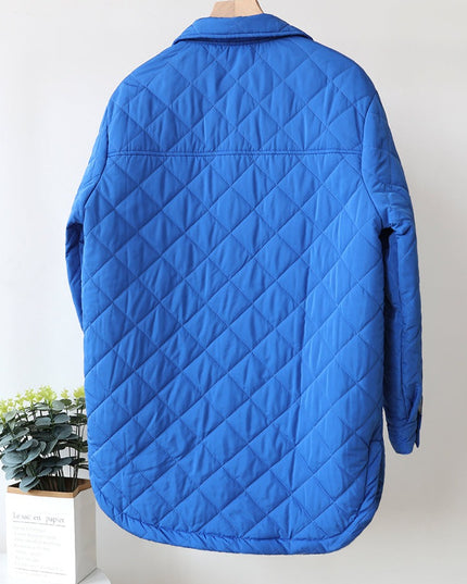 Damska kurtka zimowa pikowana wiązana w talii z kołnierzem