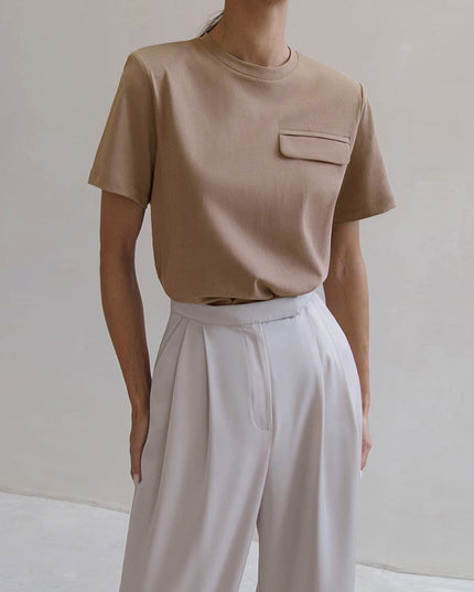 Damski T-shirt oversize klasyczny z klapką