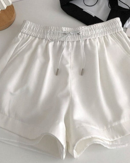 Damskie szorty z satynowej tkaniny z wiązaniem