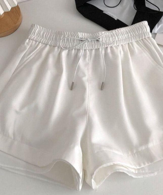 Damskie szorty z satynowej tkaniny z wiązaniem