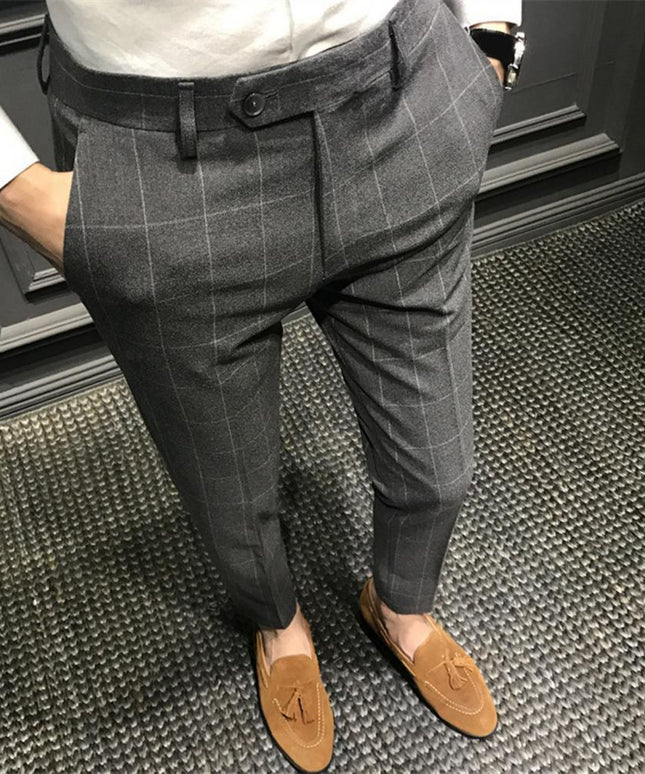 Męskie spodnie chinosy we wzór w kratkę