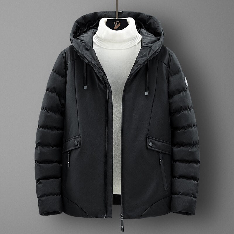 Męska kurtka zimowa pikowana z kapturem