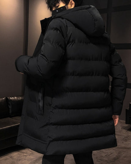 Męski płaszcz zimowy pikowany z kapturem