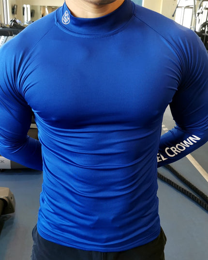 Męska koszulka z długim rękawem sportowa dopasowana z półgolfem