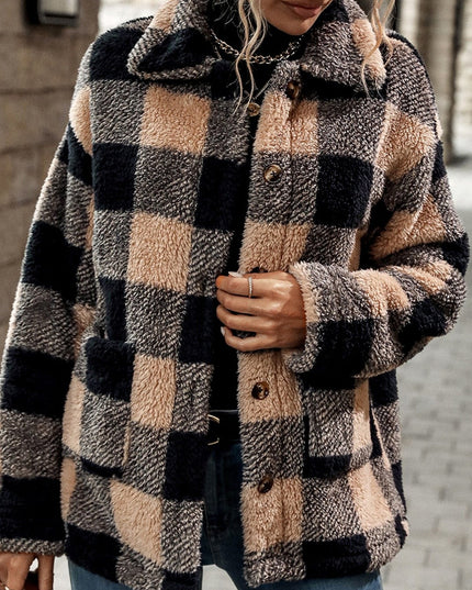 Damska kurtka przejściowa koszulowa w kratkę