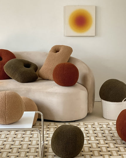 Poduszka dekoracyjna wełniana w ciepłych kolorach