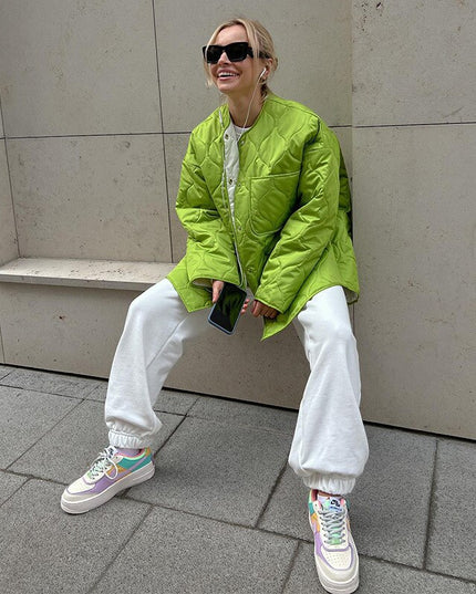 Damska kurtka zimowa pikowana z kieszonką