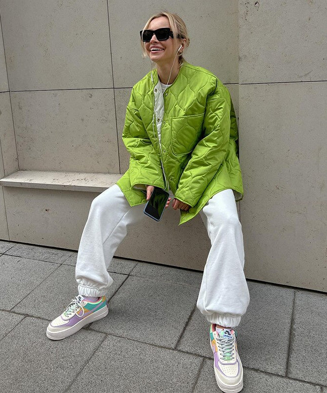 Damska kurtka zimowa pikowana z kieszonką