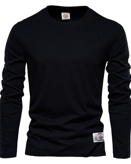 Męska koszulka z długim rękawem klasyczna z okrągłym dekoltem