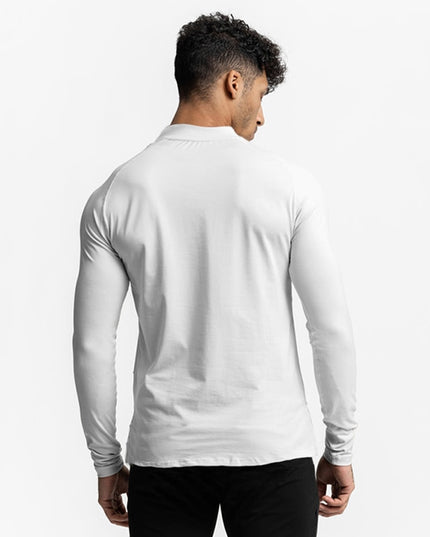 Męska koszulka z długim rękawem dopasowana z półgolfem