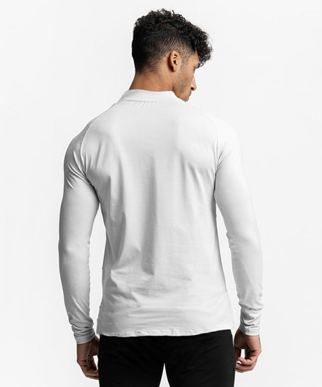 Męska koszulka z długim rękawem dopasowana z półgolfem