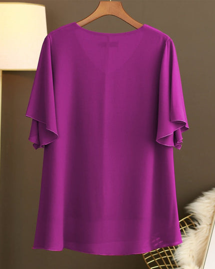 Damski T-shirt elegancki ze zwiewnego materiału