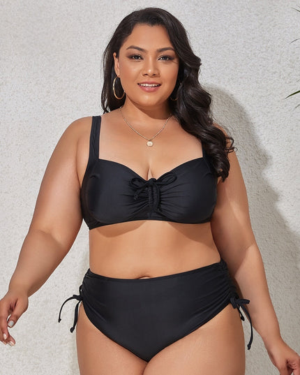 Dwuczęściowy strój kąpielowy plus size bikini z wiązaniem