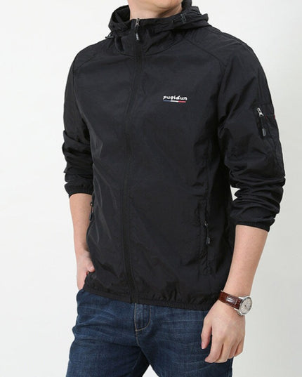 Męska kurtka przejściowa przeciwdeszczowa z kapturem