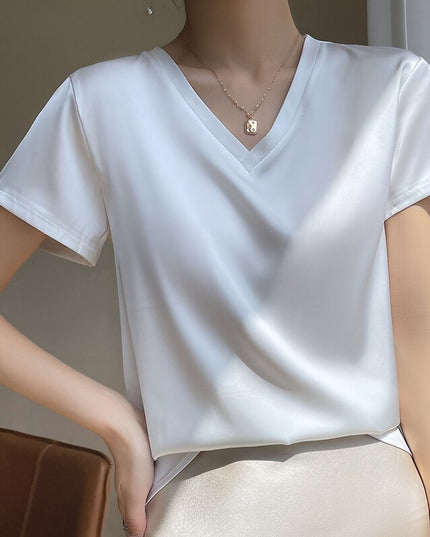 Damski T-shirt z satynowej tkaniny