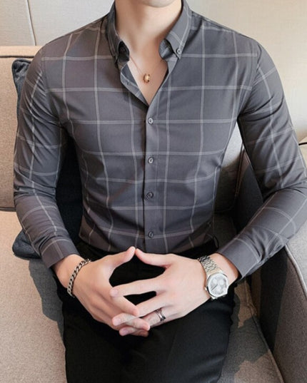 Męska koszula dopasowana w kratę