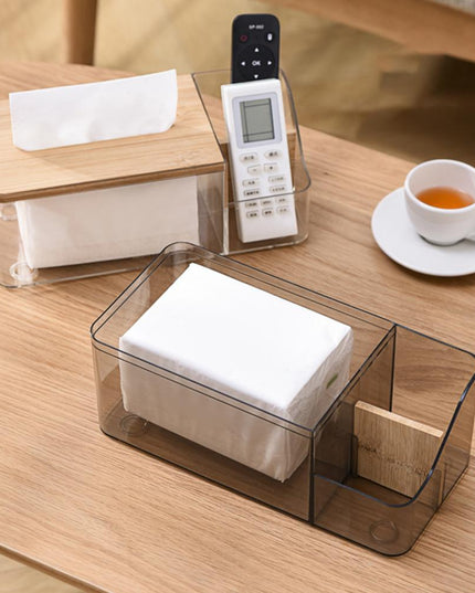 Pudełko na chusteczki przezroczyste z przegródkami organizator