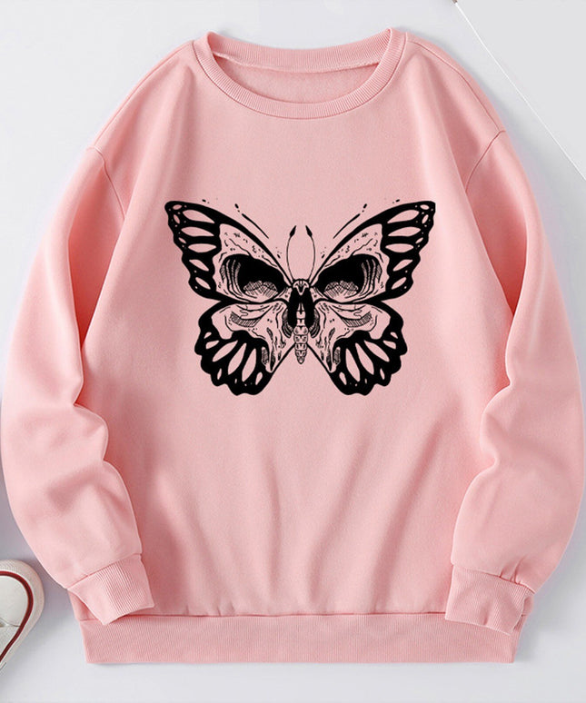 Damska bluza bez kaptura z nadrukiem motyla