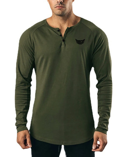 Męska koszulka z długim rękawem klasyczna z guzikami