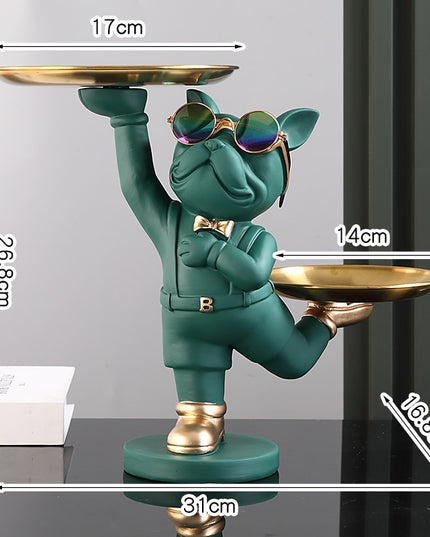 Figurka funkcjonalna buldog francuski z dwiema tacami