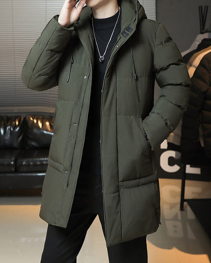 Męska kurtka zimowa długa z kapturem