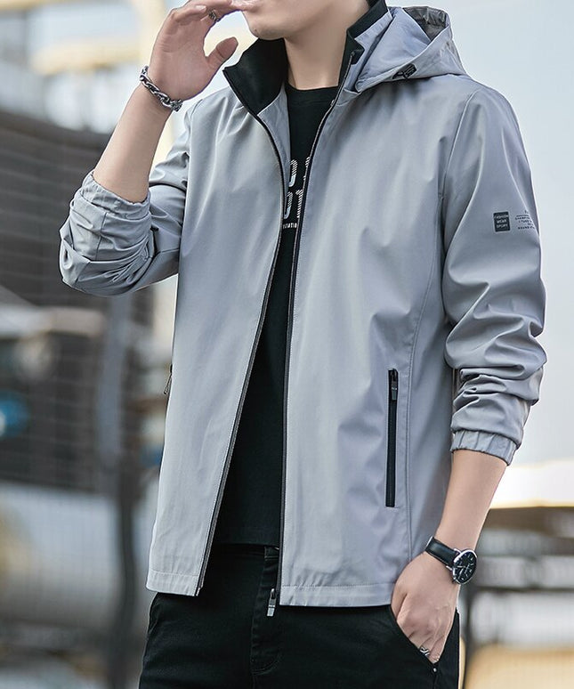 Męska kurtka przejściowa wiatrówka z kapturem