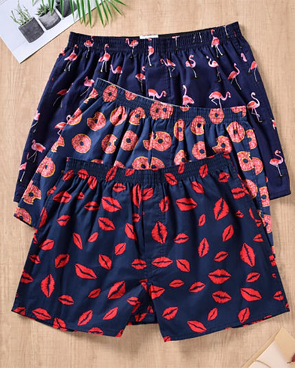 Bokserki luźne męskie we wzory w ciemnym kolorze 3 pary