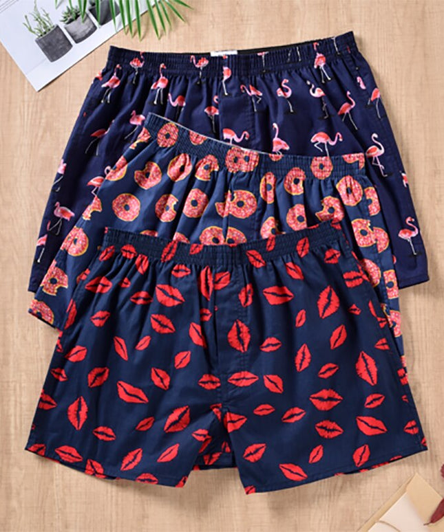 Bokserki luźne męskie we wzory w ciemnym kolorze 3 pary