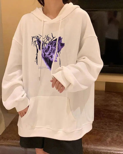 Męska bluza z kapturem i fioletowym nadrukiem