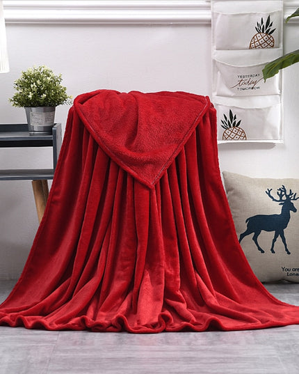 Koc zimowy ciepły z polaru w jednolitych kolorach