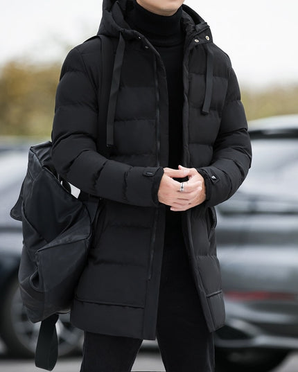 Męska kurtka zimowa długa z kapturem