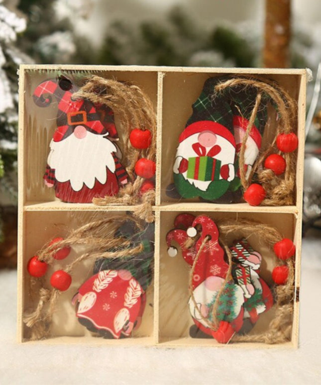 Świąteczne ozdoby wiszące w kształcie skrzatów w czapeczkach
