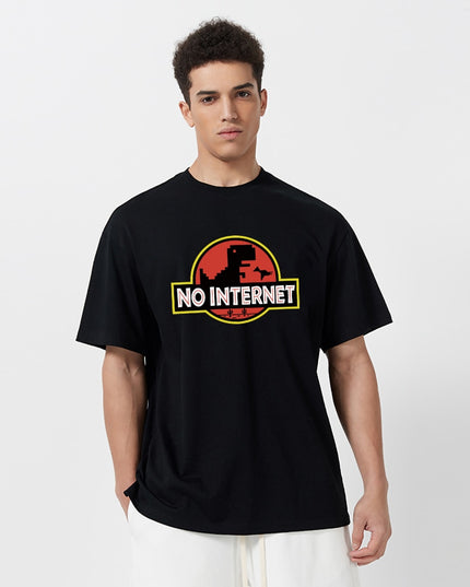 Męski T-shirt z napisem "NO INTERNET"