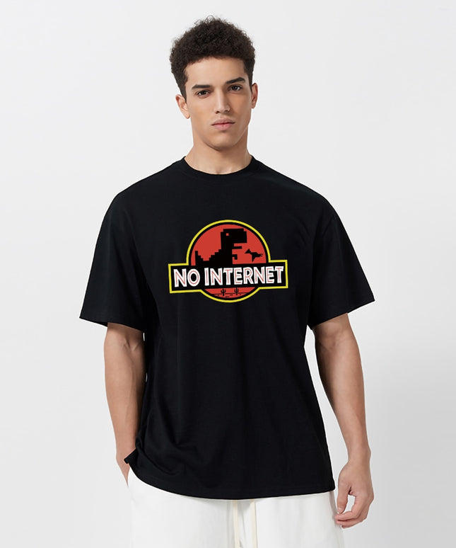 Męski T-shirt z napisem "NO INTERNET"