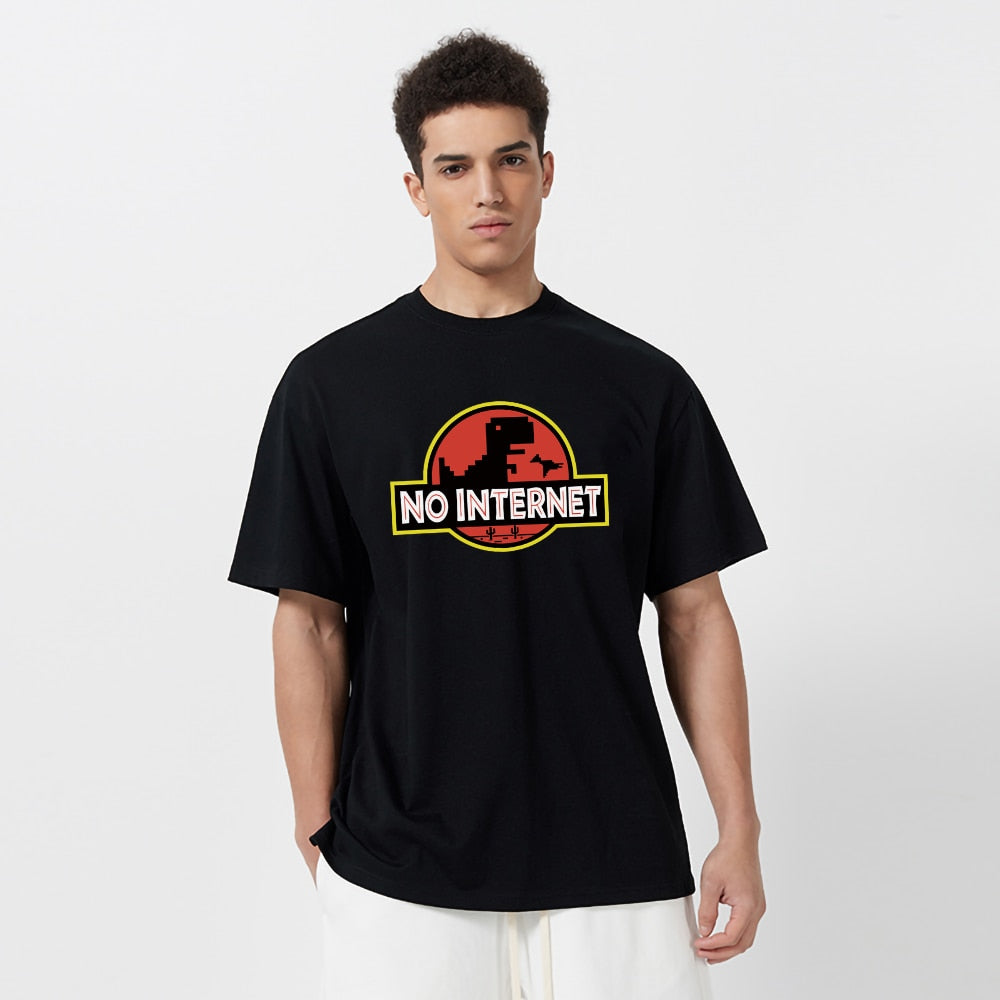 Męski T-shirt z napisem "NO INTERNET"