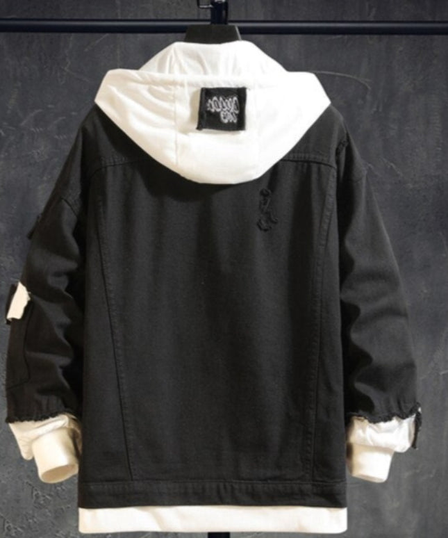 Męska kurtka jeansowa oversize z kapturem