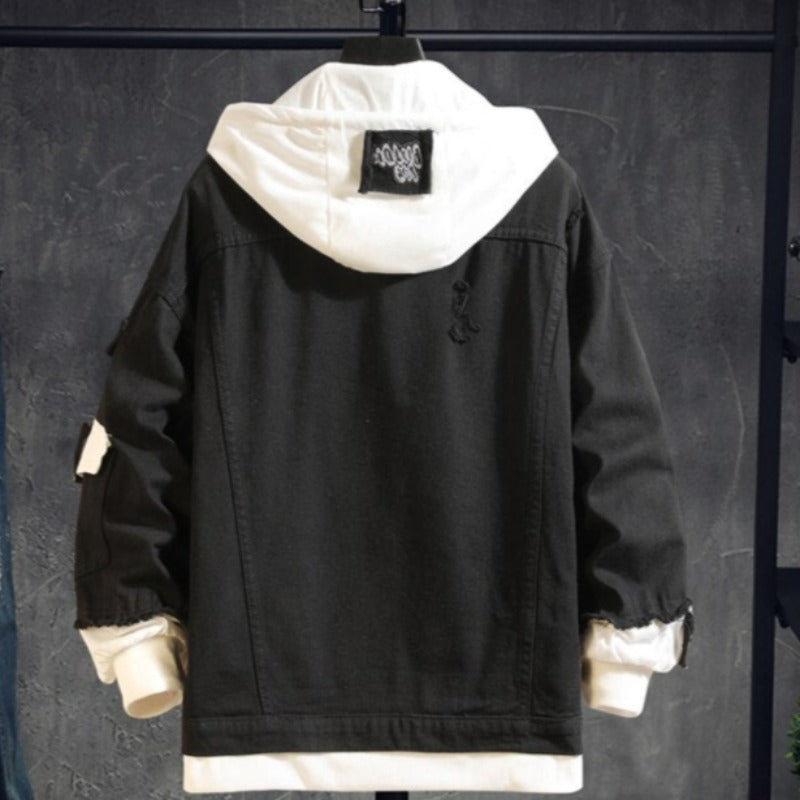 Męska kurtka jeansowa oversize z kapturem