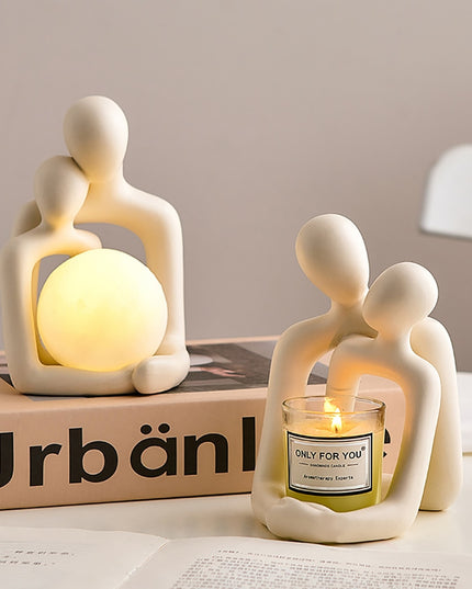 Figurka dekoracyjna świecznik w jasnych kolorach