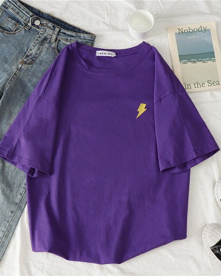 Damski T-Shirt oversize z naszywką