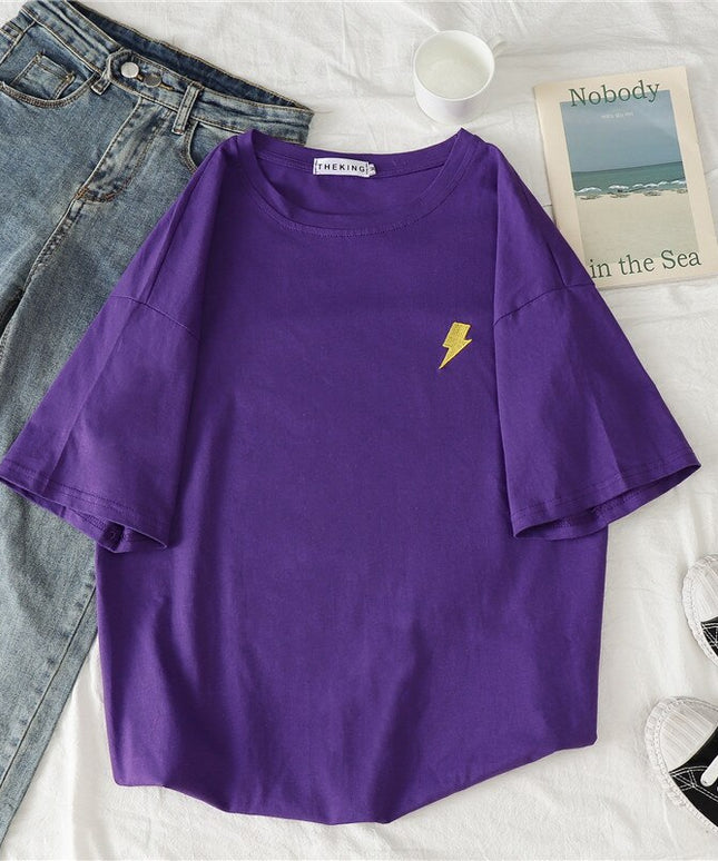 Damski T-Shirt oversize z naszywką