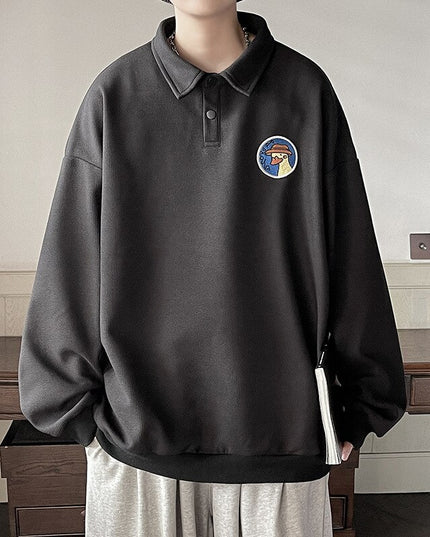 Męska bluza oversize z kołnierzykiem