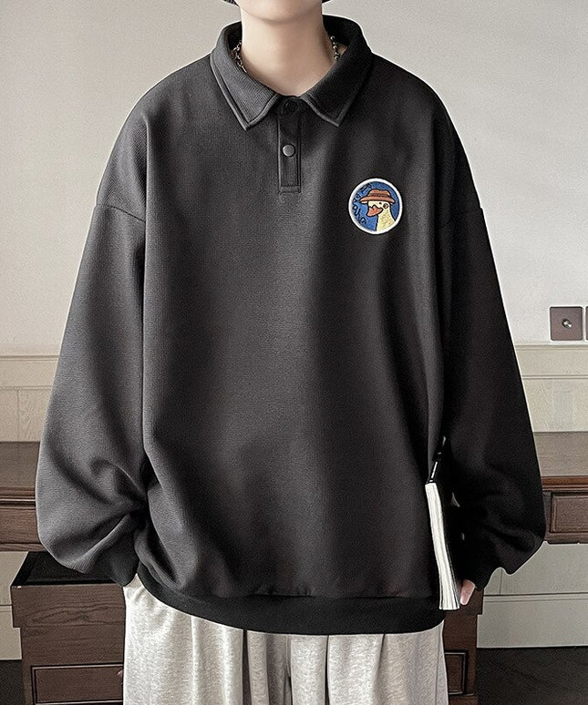 Męska bluza oversize z kołnierzykiem