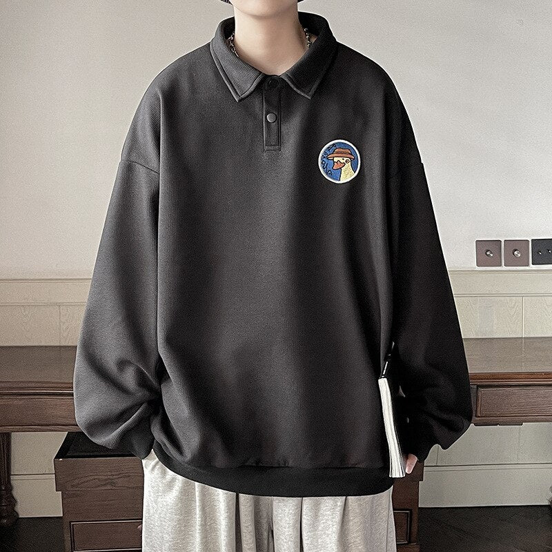 Męska bluza oversize z kołnierzykiem