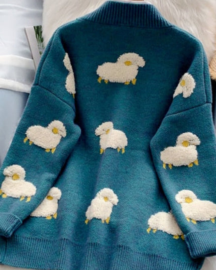 Damski sweter typu kardigan w baranki