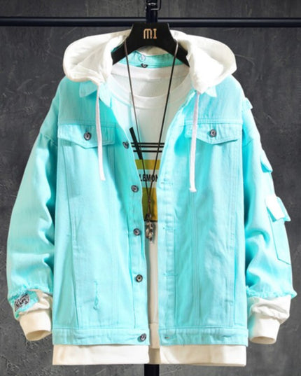 Męska kurtka jeansowa oversize z kapturem