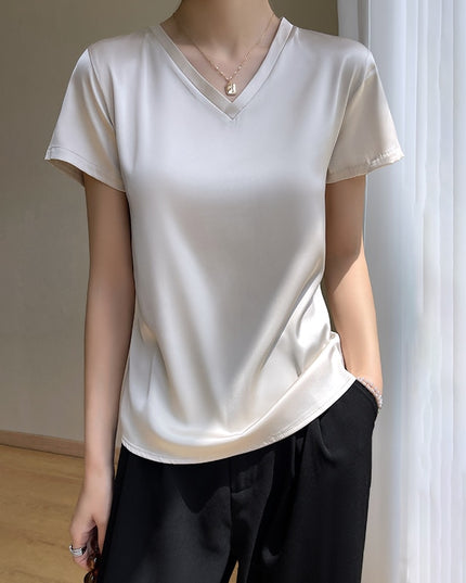 Damski T-shirt z satynowej tkaniny